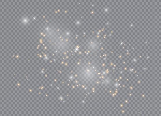 Christmas stars and light glow with shimmering dust effects