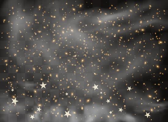 Bright stars and sparkling particles with light glow effects