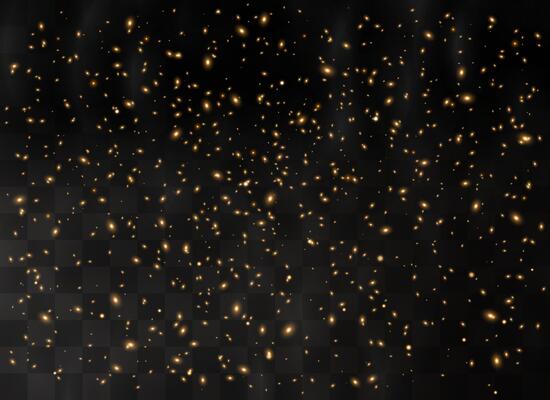 Shining stars with light explosions and glittering particles
