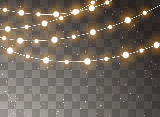 Isolated holiday lights for Christmas themed web design