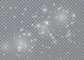 Set of magical stars with glowing light and dust particles vector