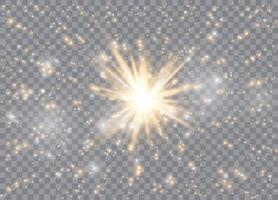 Set of glowing stars and light effects with magic particles vector