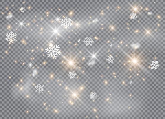 Magical Christmas stars with glowing light and dust trails