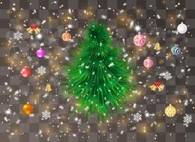Christmas tree on a background. Snow for the new year. vector