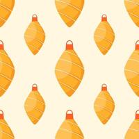 Christmas tree balls seamless pattern on yellow background vector