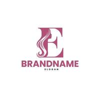 spa center logo design template with the letter e and a women's face vector
