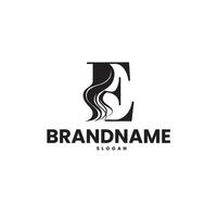 spa center logo design template with the letter e and a women's face vector