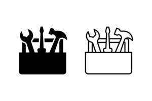 Handy toolbox icons. Tool case icon concept. Toolbox or tool kit icon set. vector