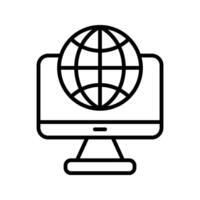 monitor with globe icon vector