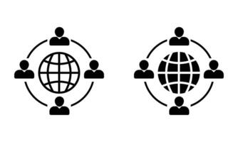 illustration of global business and network icon vector