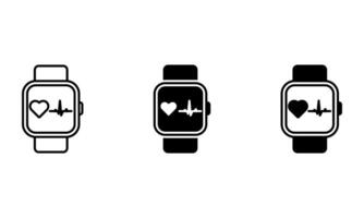 illustration of a set of smartwatches with a heartbeat icon vector