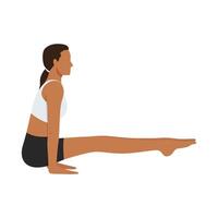 Young woman doing Celibate Pose, Continence Pose or Bhramacharyasana, Tolangulasana yoga exercise. vector