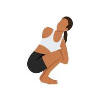 Young woman doing Reverse Table Top Pose Legs In Figure Four or Ardha Purvottanasana Pada Ardha Utkatasana. vector