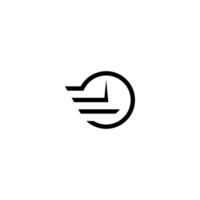 a black and white logo with a clock in the middle vector