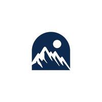 a mountain logo with a moon and a mountain vector