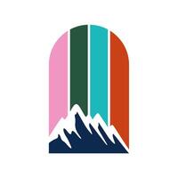 a mountain with colorful stripes and a rainbow vector