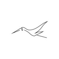 a bird is flying in a line on a white background vector