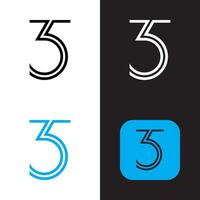 the number five is shown in three different colors vector
