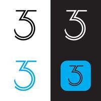 the number five is shown in three different colors vector