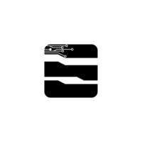 a black and white logo with a computer chip vector
