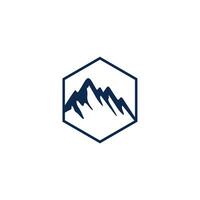a mountain logo with a hexagon shape vector