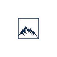 a mountain logo with a square frame vector