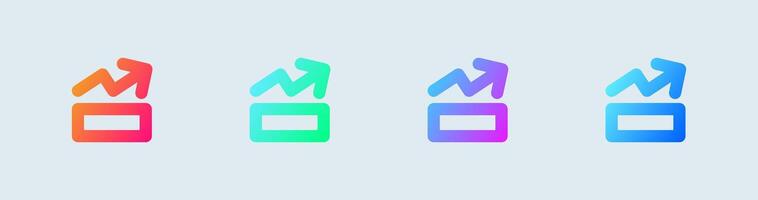 Level up line icon in gradient colors. Competition signs illustration. vector