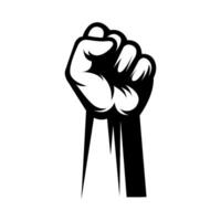 Hand clenched fist raised in air. vector