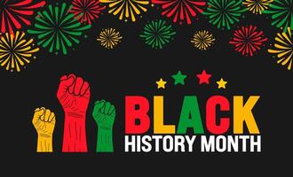 Black History Month fireworks background or banner design template is observed every year in October. Holiday concept. Template for card, poster, placard, template. eps 10 vector