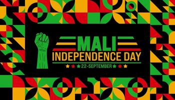 22 September Mali independence day geometric shape pattern background or banner design template. Holiday concept. Template for background, banner, card, poster, placard, design. eps 10 vector