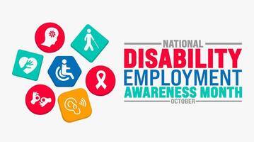 National Disability Employment Awareness Month background or banner design template is observed every year in October. Holiday concept. Template for card, poster, placard, template. eps 10 vector