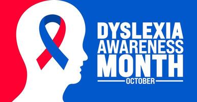 Dyslexia Awareness Month background or banner design template is observed every year in October. Holiday concept. Template for card, poster, placard, template. eps 10 vector
