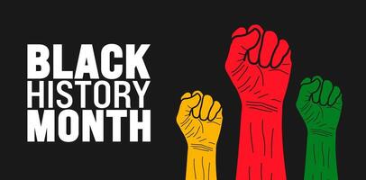Black History Month powerful strong hand rising background or banner design template is observed every year in October. Holiday concept. eps 10 vector