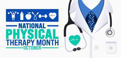 National Physical Therapy Month background or banner design template is observed every year in October. Holiday concept. Template for card, poster, placard, template. eps 10 vector