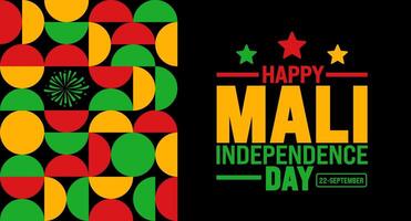 22 September Mali independence day geometric shape pattern background or banner design template. Holiday concept. Template for background, banner, card, poster, placard, design. eps 10 vector