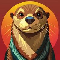 Illustration of Otter on solid background vector