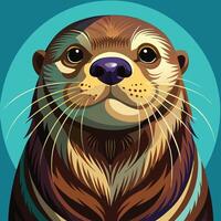 Otter Illustration on Solid Background vector