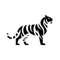 Abstract minimalist simple black and white tiger silhouette vector