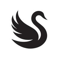 Minimalist simple black and white swan silhouette vector