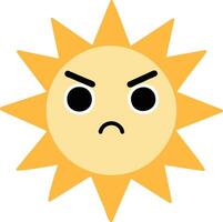 Cute suns, Sunshine emoji angry with a frown and furrowed eyebrows vector