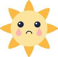 Cute suns, Sunshine emoji crying with tears and sad expression vector