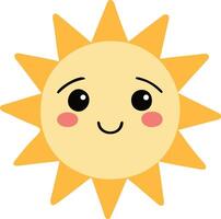 Cute suns, Sunshine emoji smiling with a happy and content expression vector