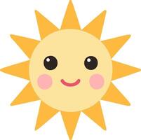 Cute suns, Sunshine emoji smiling with a happy and calm expression vector
