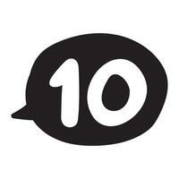 Speech bubble. Number 10. Hand drawn design. illustration on white background. vector