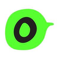 Number 0 in green speech bubble. Flat design. Illustration on white background. vector
