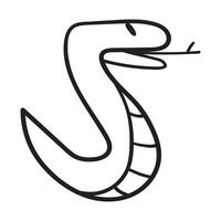Outline illustration of snake. icon. Hand drawn design on white background. vector
