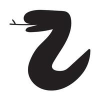 Silhouette of snake. Black color. Hand drawn design. Illustration on white background. vector