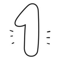 Number 1. Outline design. Educational concept. Hand drawn illustration on white background. vector