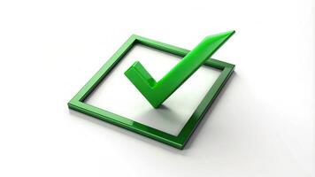 sign, verification, symbol, choice, checkmark, success, isolated,checkbox, task, mark, Checkbox with a green checkmark representing completion or approval isolated on a white background photo