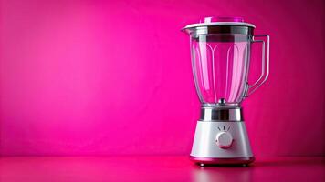 food preparation, technology, modern, household,blender, device, lifestyle, mixing, utensil, An empty blender sits on a vibrant pink background seen from a bird s eye view photo